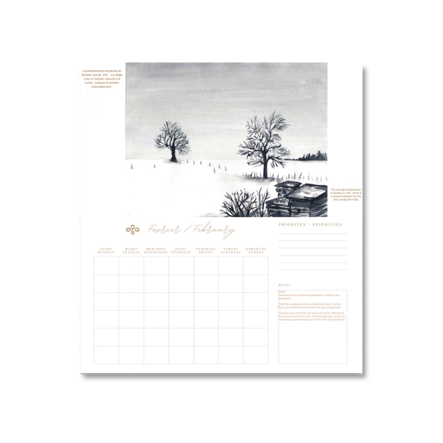 Calendrier - Une saison d'apiculture